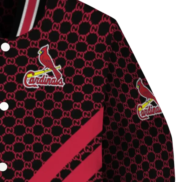 st louis cardinals triple side stripes red black varsity jacket premium grade