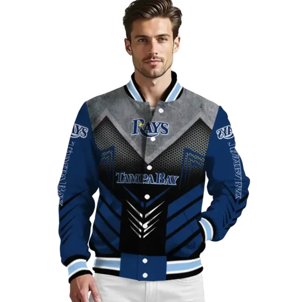 tampa bay rays arrow layer navy black varsity jacket high quality
