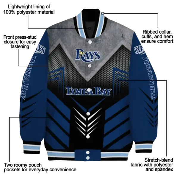 tampa bay rays arrow layer navy black varsity jacket new arrival