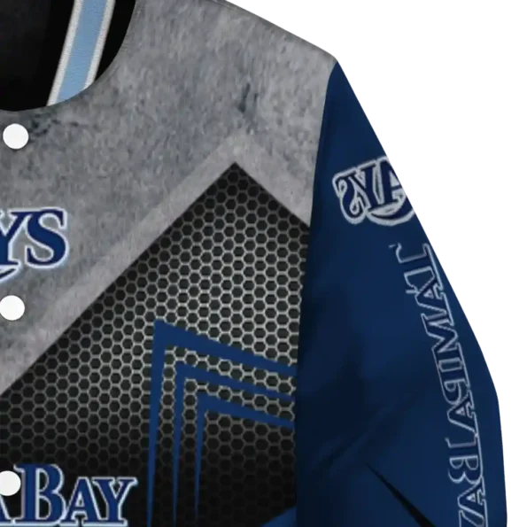 tampa bay rays arrow layer navy black varsity jacket premium grade