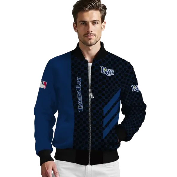 tampa bay rays triple side stripes navy black bomber jacket high quality