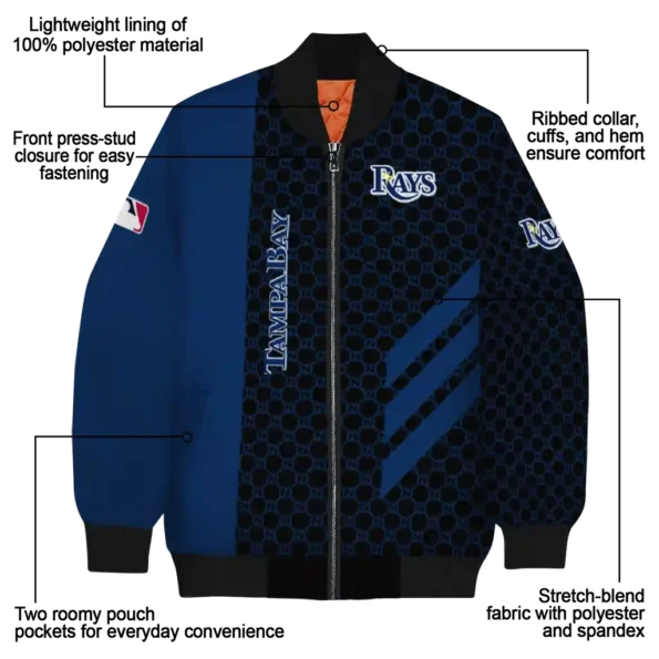 tampa bay rays triple side stripes navy black bomber jacket new arrival