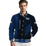 tampa bay rays triple side stripes navy black varsity jacket best selling