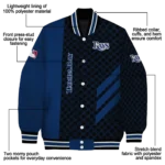 tampa bay rays triple side stripes navy black varsity jacket best selling