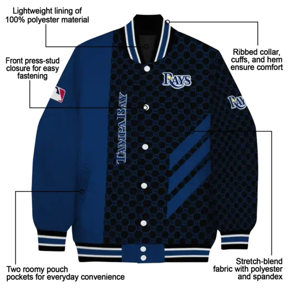 tampa bay rays triple side stripes navy black varsity jacket new arrival
