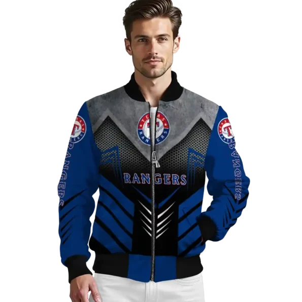 texas rangers arrow layer blue black bomber jacket high quality