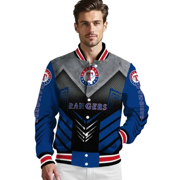 texas rangers arrow layer blue black varsity jacket high quality
