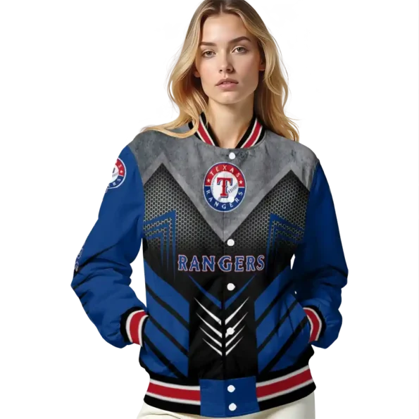 texas rangers arrow layer blue black varsity jacket latest model