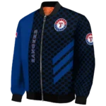 texas rangers triple side stripes blue black bomber jacket best selling