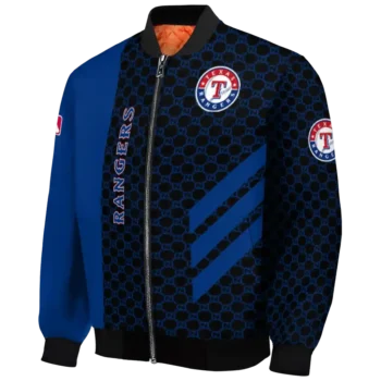 texas rangers triple side stripes blue black bomber jacket best selling