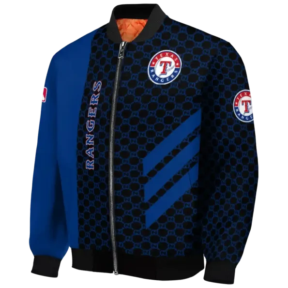 texas rangers triple side stripes blue black bomber jacket best selling