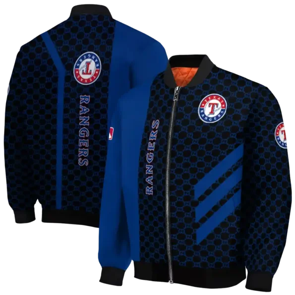 texas rangers triple side stripes blue black bomber jacket fashion forward