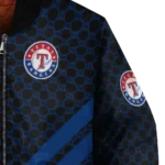 texas rangers triple side stripes blue black bomber jacket best selling