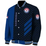 texas rangers triple side stripes blue black varsity jacket best selling