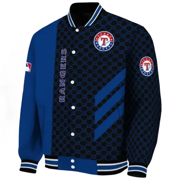 texas rangers triple side stripes blue black varsity jacket best selling