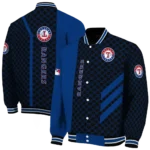texas rangers triple side stripes blue black varsity jacket best selling
