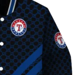 texas rangers triple side stripes blue black varsity jacket best selling