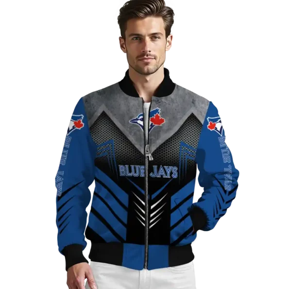 toronto blue jays arrow layer blue black bomber jacket high quality