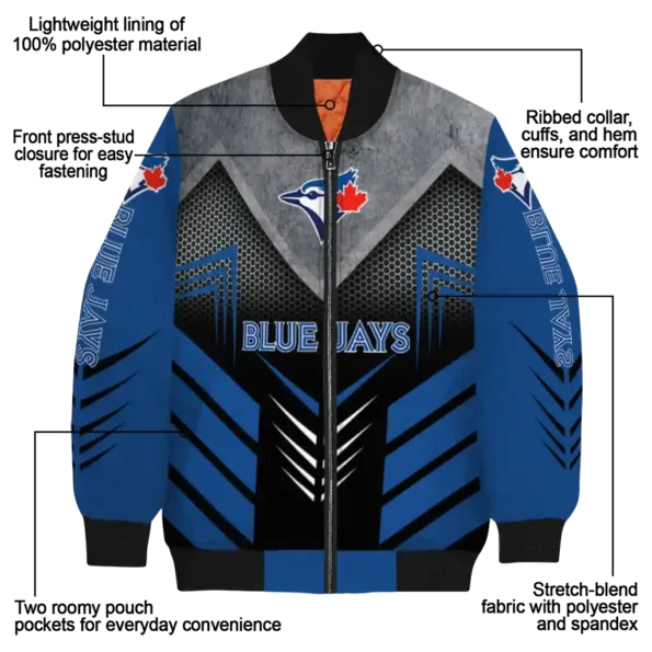 toronto blue jays arrow layer blue black bomber jacket new arrival