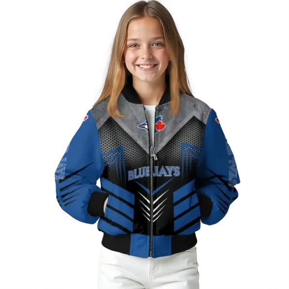 toronto blue jays arrow layer blue black bomber jacket top rated