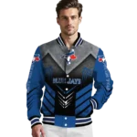 toronto blue jays arrow layer blue black varsity jacket best selling