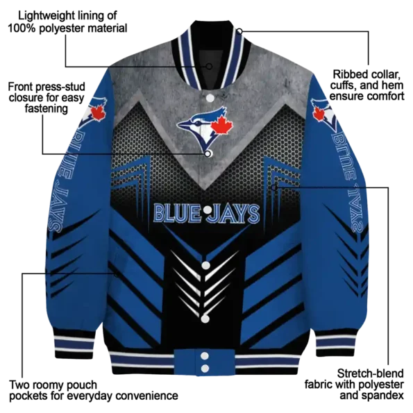 toronto blue jays arrow layer blue black varsity jacket new arrival