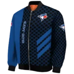 toronto blue jays triple side stripes blue black bomber jacket best selling