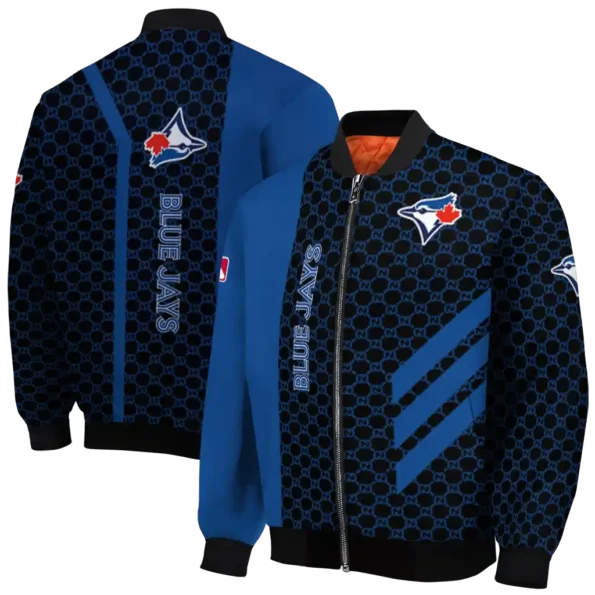 toronto blue jays triple side stripes blue black bomber jacket fashion forward