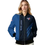 toronto blue jays triple side stripes blue black bomber jacket best selling