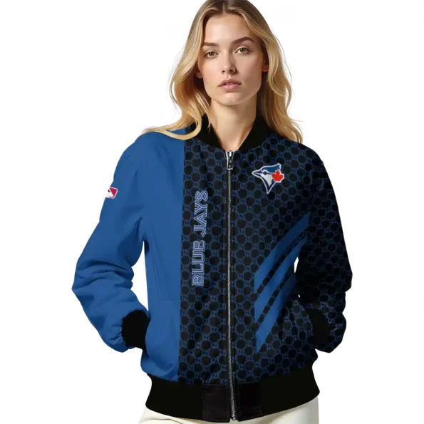 toronto blue jays triple side stripes blue black bomber jacket latest model