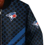 toronto blue jays triple side stripes blue black bomber jacket best selling
