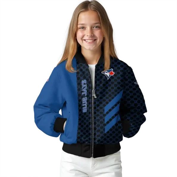 toronto blue jays triple side stripes blue black bomber jacket top rated