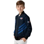toronto blue jays triple side stripes blue black bomber jacket best selling