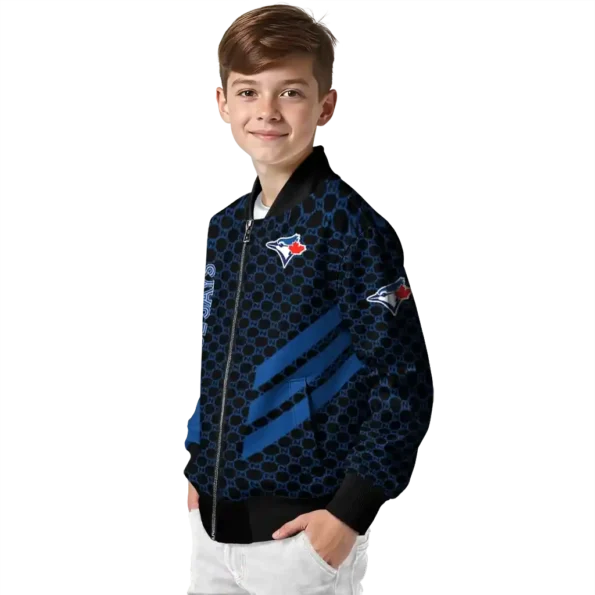 toronto blue jays triple side stripes blue black bomber jacket trendy