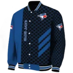 toronto blue jays triple side stripes blue black varsity jacket best selling