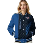 toronto blue jays triple side stripes blue black varsity jacket best selling