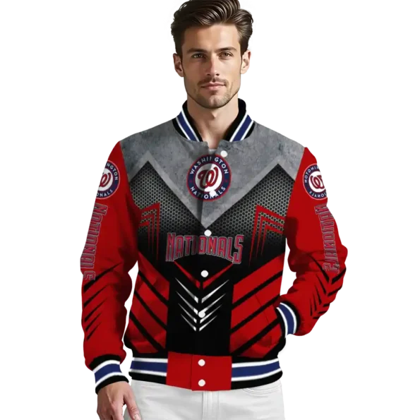 washington nationals arrow layer red black varsity jacket high quality
