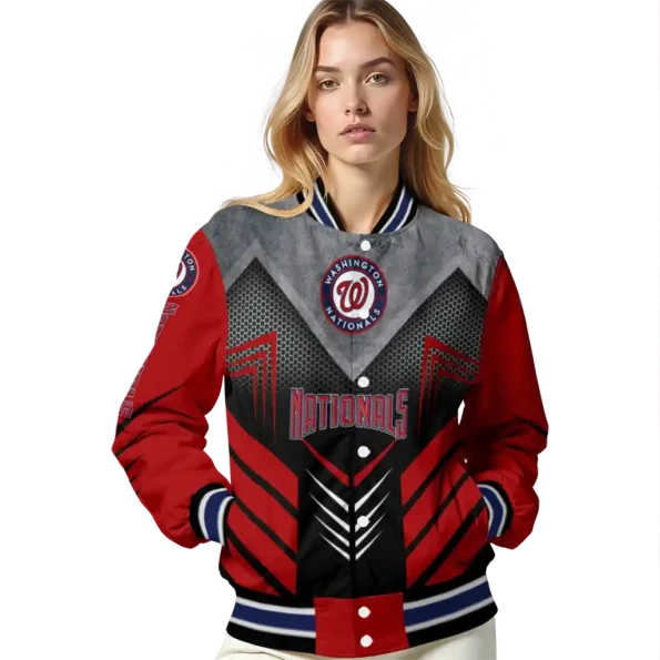 washington nationals arrow layer red black varsity jacket latest model