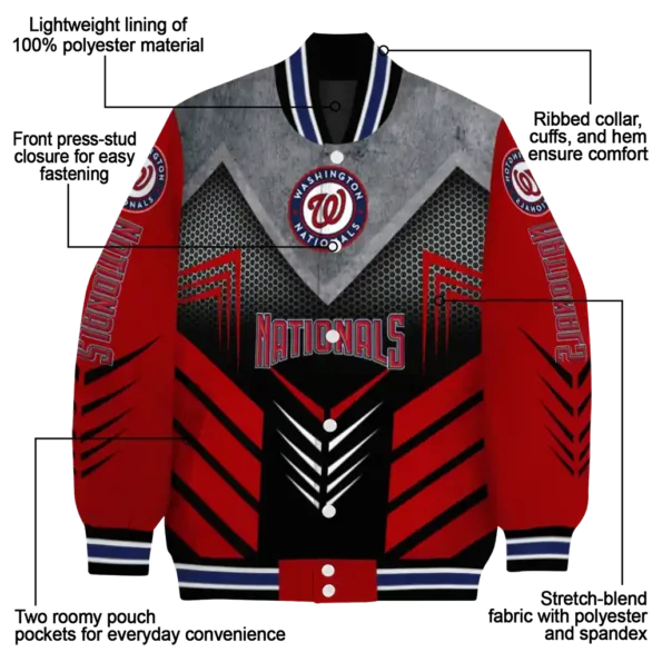 washington nationals arrow layer red black varsity jacket new arrival