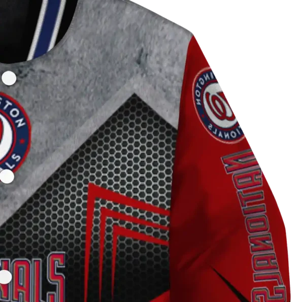 washington nationals arrow layer red black varsity jacket premium grade