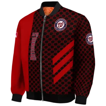 washington nationals triple side stripes red black bomber jacket best selling