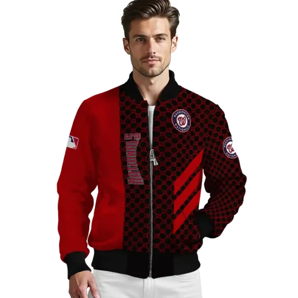 washington nationals triple side stripes red black bomber jacket high quality