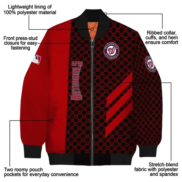 washington nationals triple side stripes red black bomber jacket new arrival