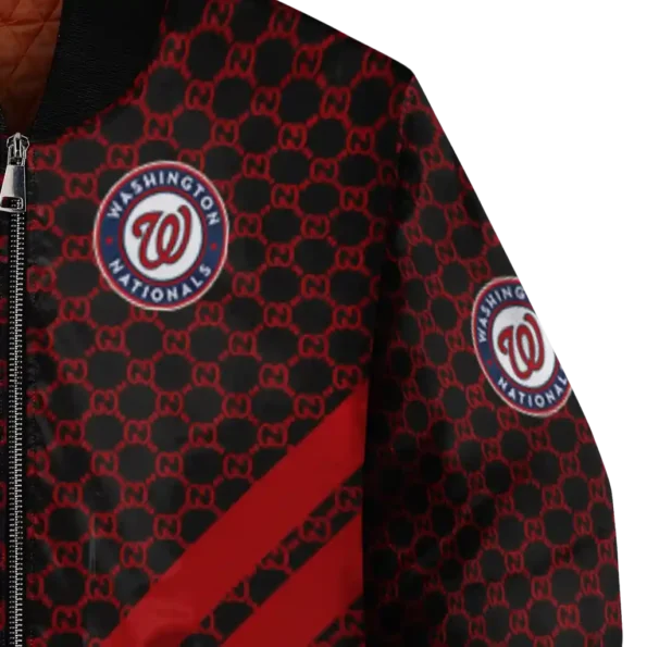 washington nationals triple side stripes red black bomber jacket premium grade