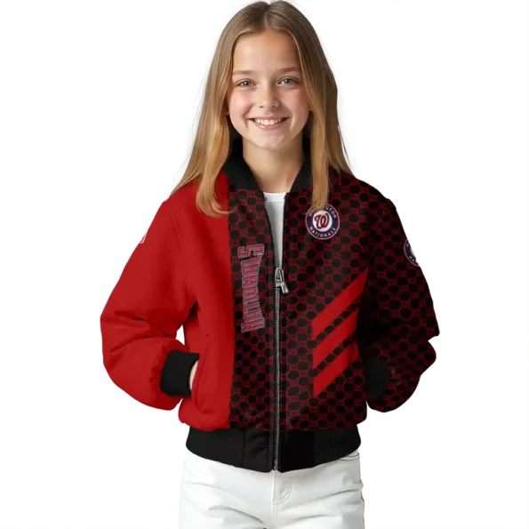 washington nationals triple side stripes red black bomber jacket top rated
