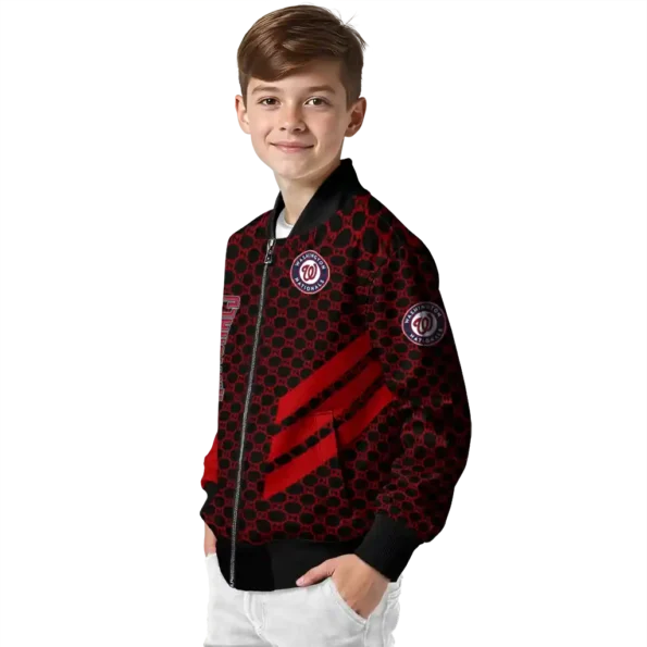 washington nationals triple side stripes red black bomber jacket trendy