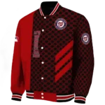 washington nationals triple side stripes red black varsity jacket best selling
