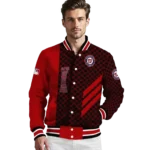 washington nationals triple side stripes red black varsity jacket best selling